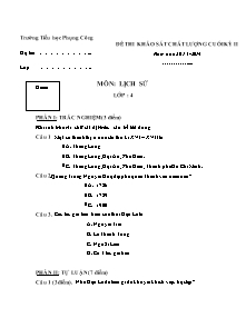 Đề kiểm tra học kì II Lịch sử Lớp 4 - Năm học 2013-2014 - Trường Tiểu học Phụng Công