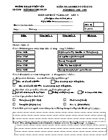 Đề kiểm tra học kì II Lịch sử và Địa lí Lớp 4 - Năm học 2008-2009 - Phòng GD&ĐT Tiên Yên