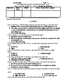 Đề kiểm tra học kì II Lịch sử và Địa lí Lớp 4 - Năm học 2009-2010 - Nguyễn Thị Vân