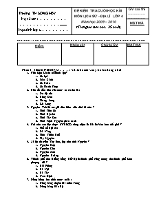 Đề kiểm tra học kì II Lịch sử và Địa lí Lớp 4 - Năm học 2009-2010 - Trường Tiểu học Sông Mây