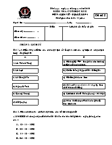 Đề kiểm tra học kì II Lịch sử và Địa lí Lớp 4 - Năm học 2009-2010 - Trường Tiểu học Hồng Quang