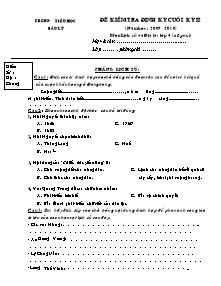 Đề kiểm tra học kì II Lịch sử và Địa lí Lớp 4 - Năm học 2009-2010 - Trường Tiểu học Bảo Lý