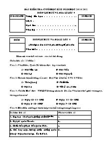 Đề kiểm tra học kì II Lịch sử và Địa lí Lớp 4 - Năm học 2010-2011