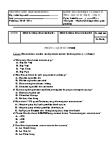 Đề kiểm tra học kì II Lịch sử và Địa lí Lớp 4 - Năm học 2010-2011 - Trường Tiểu học Kim Đồng