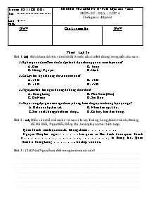 Đề kiểm tra học kì II Lịch sử và Địa lí Lớp 4 - Năm học 2011-2012 - Trường Tiểu học Cờ Đỏ 1