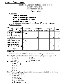 Đề kiểm tra học kì II Lịch sử và Địa lí Lớp 4 - Năm học 2011-2012 - Trường Tiểu học Tam Đa