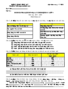 Đề kiểm tra học kì II Lịch sử và Địa lí Lớp 4 - Năm học 2011-2012 - Trường Tiểu học Mường Cai