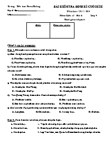 Đề kiểm tra học kì II Lịch sử và Địa lí Lớp 4 - Năm học 2013-2014 - Trường Tiểu học Toàn Thắng