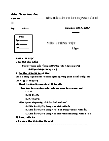 Đề kiểm tra học kì II Tiếng việt Lớp 4 - Năm học 2013-2014 - Trường Tiểu học Phụng Công