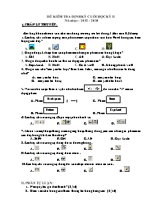Đề kiểm tra học kì II Tin học Khối 4 - Năm học 2013-2014