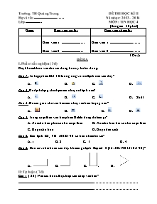 Đề kiểm tra học kì II Tin học Lớp 4 - Năm học 2013-2014 - Trường Tiểu học Quảng Trung