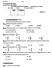 Đề kiểm tra học kì II Toán Lớp 4 - Năm học 2013-2014 - Trường Tiểu học Ba Trinh