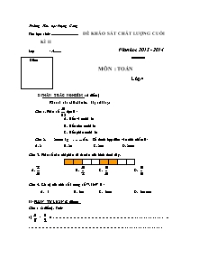 Đề kiểm tra học kì II Toán Lớp 4 - Năm học 2013-2014 - Trường Tiểu học Phụng Công