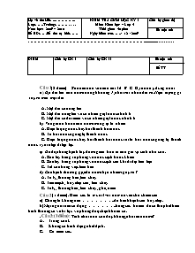 Đề kiểm tra học kỳ I môn Khoa học Lớp 4 - Năm học 2009-2010