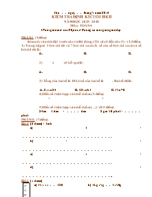 Đề kiểm tra học kỳ II Toán Lớp 4 - Năm học 2013-2014