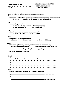 Đề kiểm tra lại cuối năm Khoa học, Lịch sử và Địa lí Lớp 4 - Trường Tiểu học Quảng Thọ