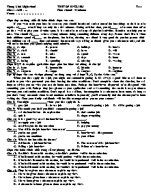 Đề kiểm tra Tiếng anh Lớp 12 - Trường THPT Thống Linh