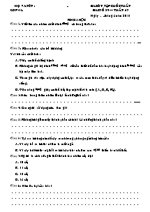 Đề ôn tập cuối tuần 27 Khoa học Lớp 4 - Năm học 2011-2012