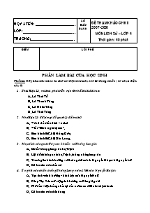 Đề tham khảo cuối học kì II Lịch sử Lớp 4 - Năm học 2007-2008