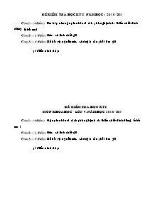 Đề thi cuối học kì I Khoa học, Lịch sử và Địa lí Lớp 4,5 - Năm học 2010-2011