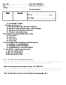 Đề thi cuối học kì I môn Địa lí Lớp 4 (Kèm đáp án)