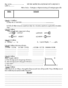 Đề thi định kì giữa học kì I Toán Khối 4 - Năm học 2010-2011