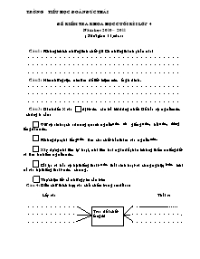 Đề thi học kì I Khoa học, Lịch sử và Địa lí Lớp 4 - Năm học 2010-2011 - Trường Tiểu học Đoàn Đức Thái