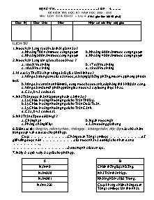 Đề thi học kì I Lịch sử và Địa lí Khối 4 - Năm học 2009-2010