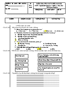 Đề thi học kì I Lịch sử và Địa lí Lớp 4 - Năm học 2011-2012 - Trường Tiểu học Đinh Tiên Hoàng