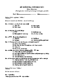 Đề thi học kì II Khoa học Khối 4 (Kèm đáp án)