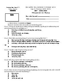 Đề thi học kì II Khoa học, Lịch sử và Địa lí Lớp 4 - Năm học 2010-2011 - Trường Tiểu học số 2 Nhơn Thành