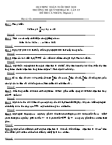 Đề thi Olympic toán tuổi thơ lần 13 Lớp 4 - Năm học 2011-2012 - Trường Tiểu học Quỳnh Thạch