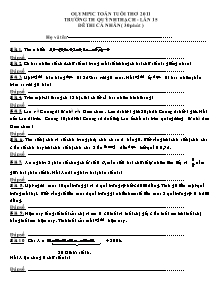 Đề thi Olympic toán tuổi thơ lần 15 Lớp 4 - Năm học 2011-2012 - Trường Tiểu học Quỳnh Thạch