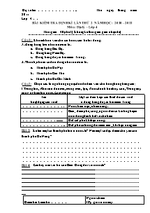 Đề và đáp án kiểm tra định kì lần 2 Địa lí Lớp 4 - Năm học 2010-2011