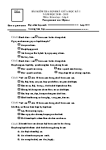 Đề và đáp án kiểm tra giữa học kì I Khoa học Lớp 4 - Năm học 2010-2011