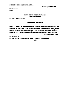 Đề và đáp án kiểm tra học kì I Chính tả, Tập làm văn Lớp 4 - Năm học 2008-2009