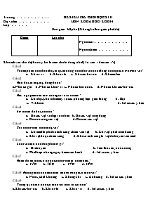 Đề và đáp án kiểm tra học kì II Khoa học Lớp 4 - Đề số 2