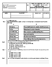 Đề và đáp án kiểm tra học kì II Lịch sử và Địa lí Lớp 4 - Năm học 2010-2011