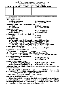 Đề và đáp án thi học kì I Khoa học Lớp 4 - Năm học 2009-2010