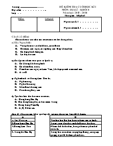 Đề và đáp án thi học kì I Lịch sử và Địa lí Lớp 4 - Đề 1 - Năm học 2013-2014