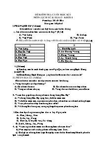 Đề và đáp án thi học kì I Lịch sử và Địa lí Lớp 4 - Năm học 2010-2011