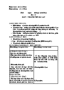 Giáo án Địa lí Lớp 4 - Bài 9: Thành phố Đà Lạt - Năm học 2010-2011