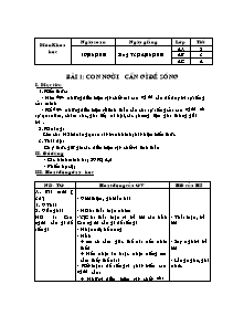 Giáo án Khoa học Lớp 4 - Bài 1+2 - Năm học 2010-2011