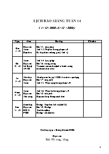 Giáo án Tổng hợp Lớp 1 - Tuần 14 - Năm học 2009-2010 - Nguyễn Thị Nhâm
