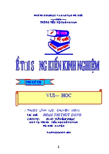 Sáng kiến kinh nghiệm Vui học Âm nhạc Lớp 4 - Năm học 2009-2010 - Phạm Thị Thùy Dương