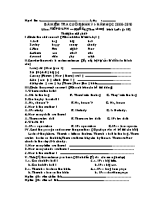 Bộ đề kiểm tra cả năm Tiếng anh cấp Tiểu học - Năm học 2009-2010