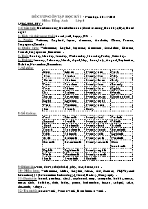 Đề cương ôn tập học kì I Tiếng anh Lớp 4 - Năm học 2013-2014