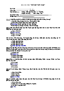 Đề dự thi Tự hào Việt Nam - Trường Tiểu học Yên Phú 1