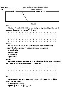 Đề kiểm tra chất lượng học kì II Khoa học Lớp 5