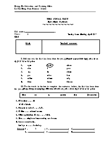 Đề kiểm tra cuối năm Tiếng anh Lớp 5 - Năm học 2009-2010 - Trường Tiểu học Lê Thị Hồng Gấm